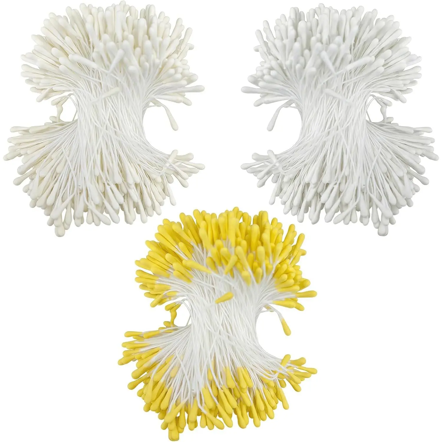 1200 count Flower Stamens, 2mm Double Heads Artificial Pearlized Flower Stamens, Hand-Made Matt Floral Stamen for Crafts DIY Christmas Wedding Scrapbook Decoration (Cream White, White, )