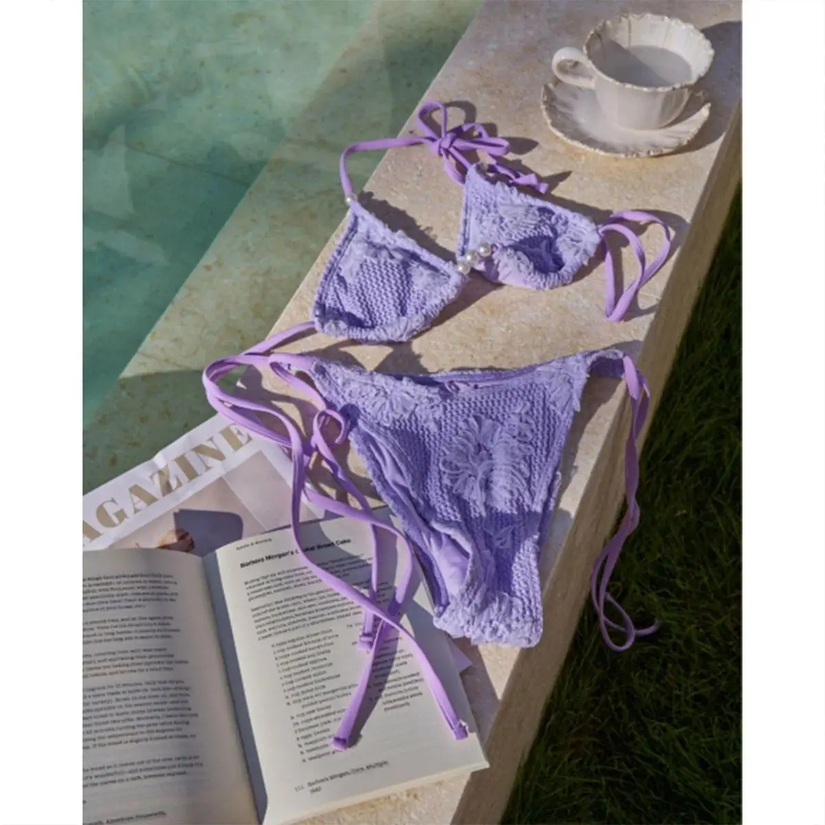 Women's Quick-Dry Brazilian Cut Micro Bikini Set - Female Swimwear with Chain Detail for Beach Use
