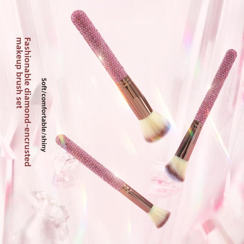 JOS 28-Piece Diamond Encrusted Makeup Brush Set for Women - Pink Glitter Brushes, Hand Bowl, Lash Tools, Full Beauty Kit for Flawless Looks, Luxurious Series, Nylon Bristles eyebrow  pluck birthday idea micro applicator brush dramatic metal curle fir get
