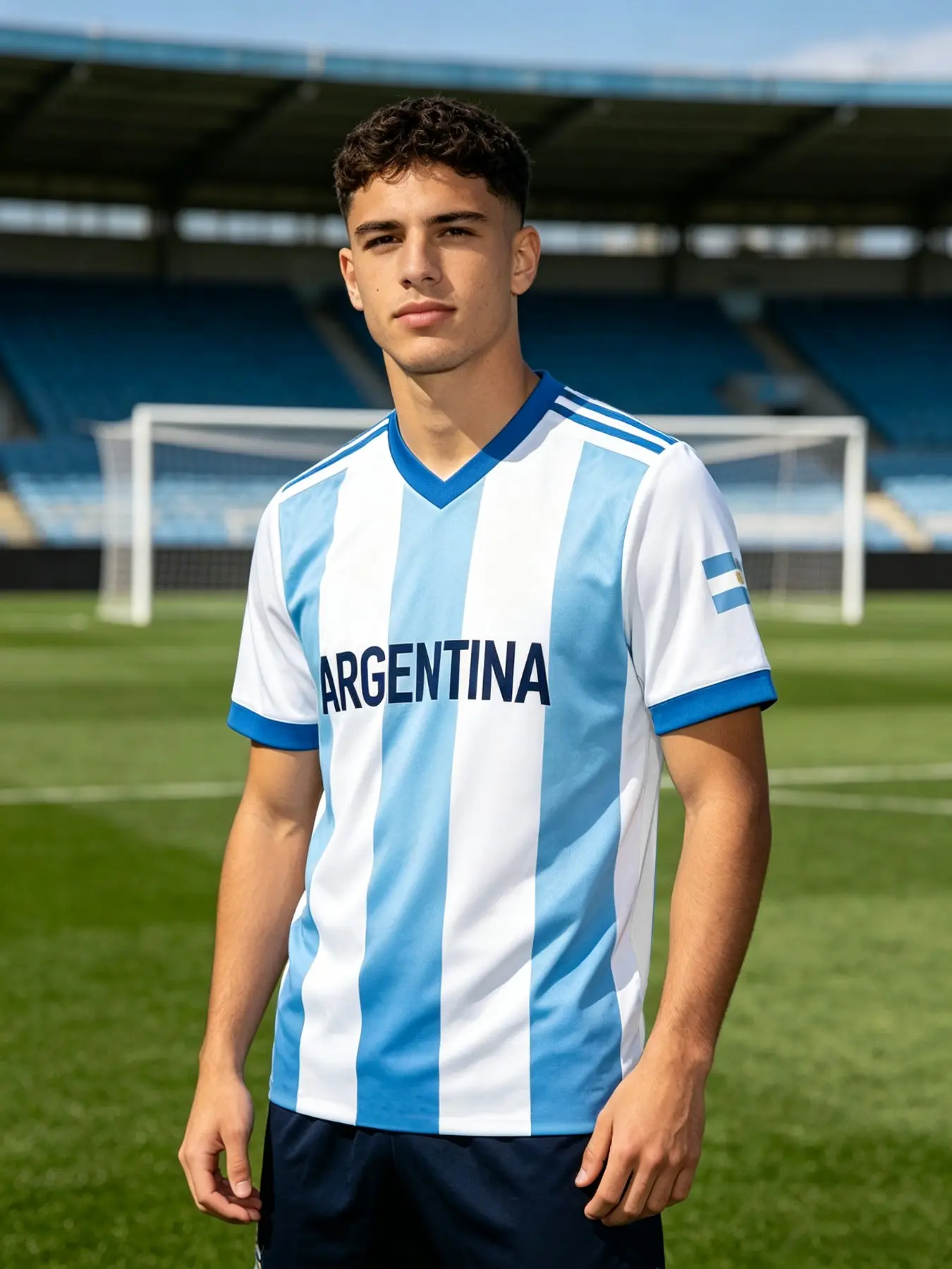 New Trendy Men's T-Shirt, Argentina Supporter Tee, Sporty Training Wear, Breathable and Comfortable, All Seasons, Slim-Fitting