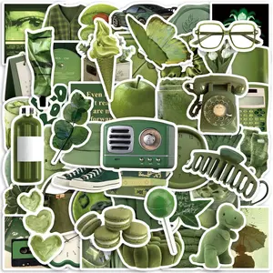 50pcs Olive Green Artistic Stickers, Office Stickers, Suitable for Scrapbooks, Diaries, Laptops, Water Bottles, Cars, Etc. Designed with A Belief-based Theme, These Are Gifts with Positive Messages.