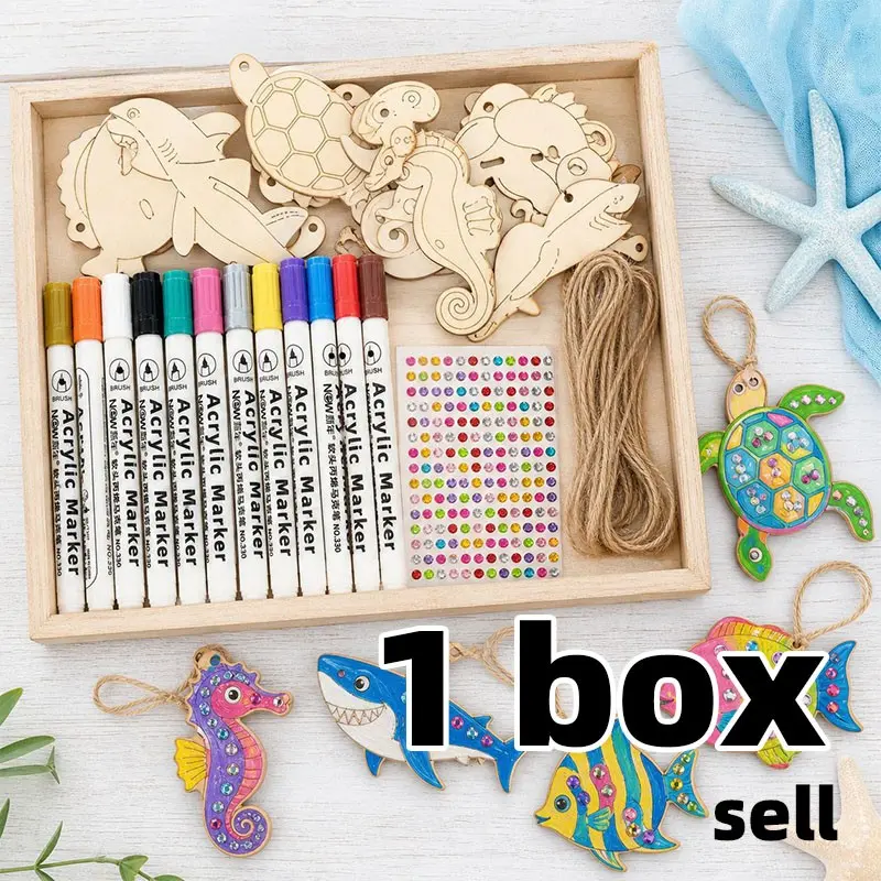 12-Color Acrylic Marker DIY Graffiti Kit, Includes Multiple Wooden Blank Hang Tags, Creative Hand-Drawing Decor, High-Aesthetic Craft Set