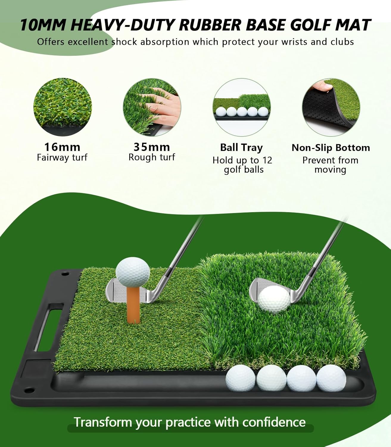 Golf Net for Hitting Practice, 10 x 7FT Golf Training Net with Mat and Target for Backyard, Indoor Outdoor Use, Driving Nets for Chipping, Hitting, Swing,