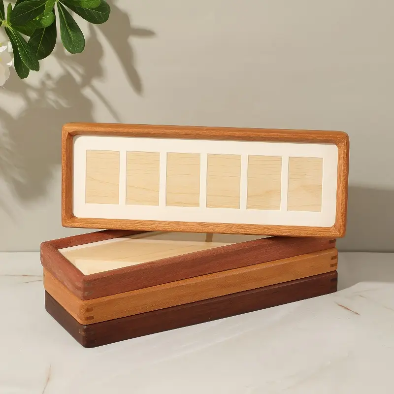 Multi-Colored Optional Rectangular Solid Wood Photo Frame, with Detachable Back Panel for Desktop Placement. Suitable for Photo Walls, Home Decor, Anniversaries, Baby Photo Collections, And Art Exhibitions