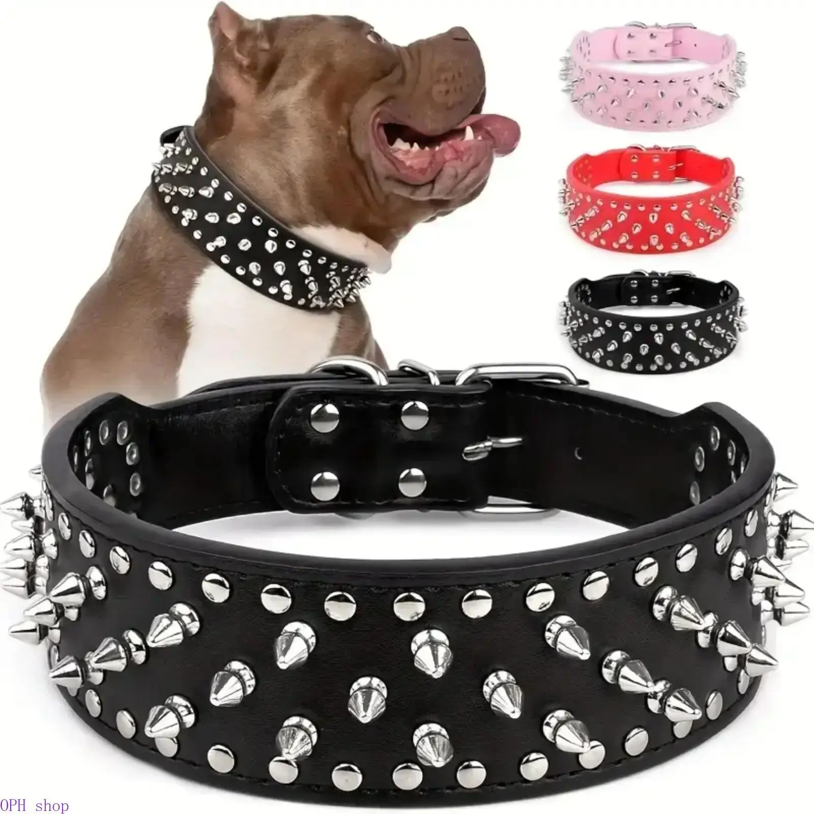 Heavy Duty Spiked Dog Collar For LargeHeavy Duty Spiked Dog Collar For Large Dogs Wide Faux Leather Gold Stud Rivet Adjustable Punk Pet Collar Pitbull Bulldog Rottweiler Mastiff Walking #summerwins
