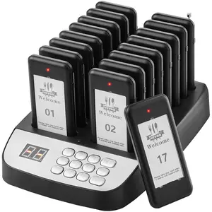【DealsForYouDays】VEVOR Restaurant Pager System, Wireless 500m Long Range Lineup Waiting Queue Signal, Guest Customer Calling Beepers with Vibration & Flashing, 16 Buzzers for Food Truck, Church, Nursery, Hospital