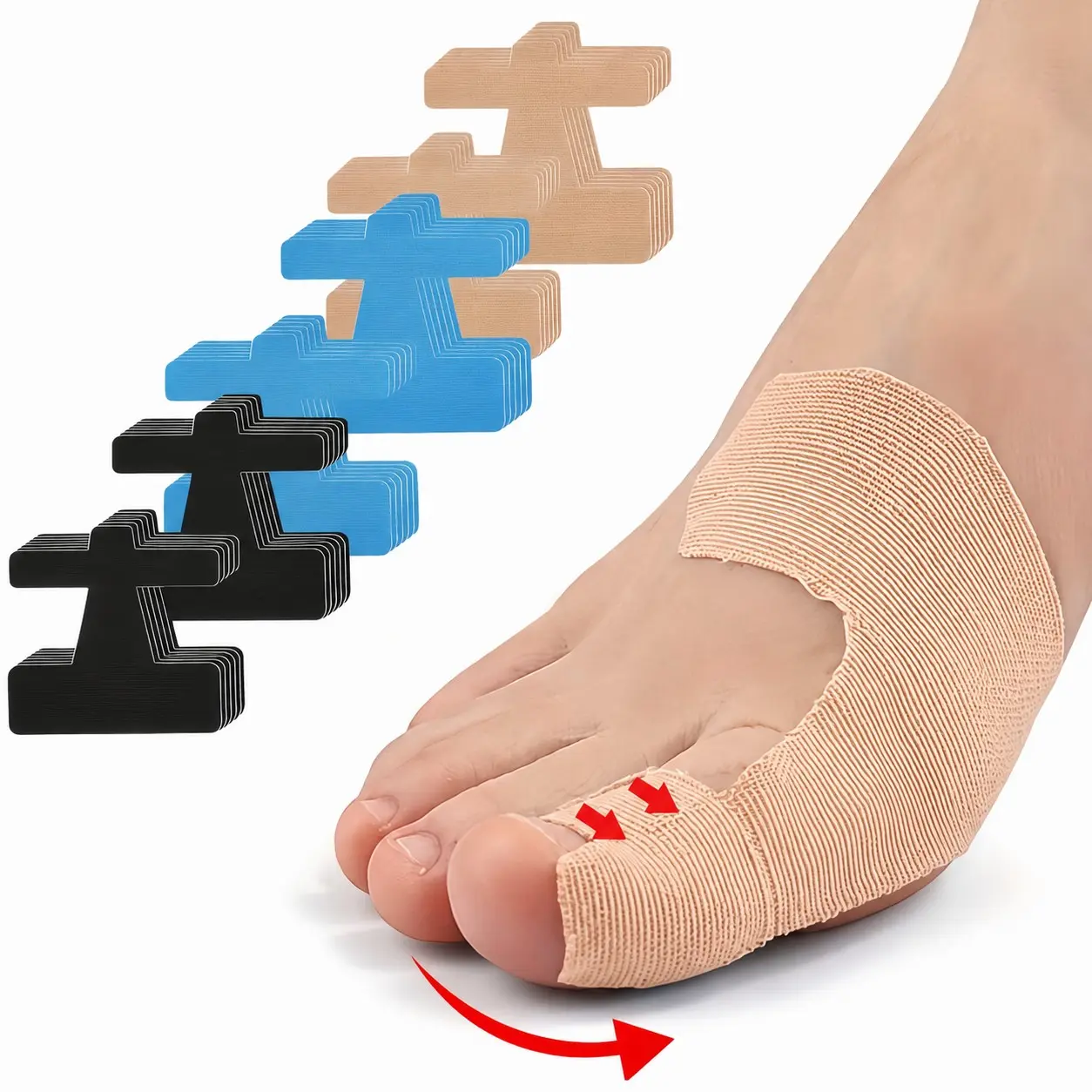 20pcs Bunion Corrector & Pain Relief Kinesiology Athletic Tape, Elastic Wrap, Elastic Band, Big Toe Spacer/separator/straightener, Sports Tape for Bunions & Turf Toe