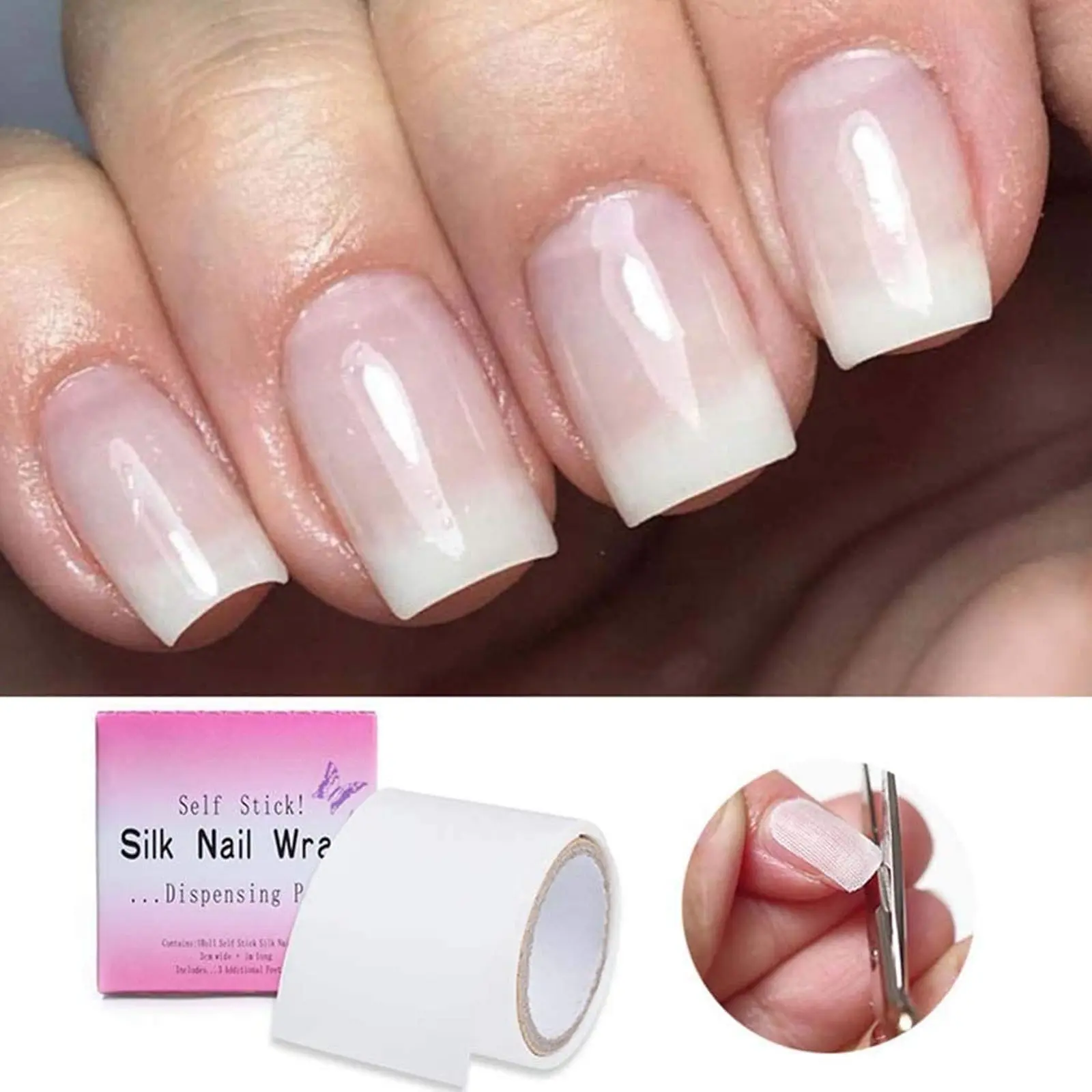 1 Roll of Nail Repair Fiberglass Bag Self-Adhesive Strong Protection Reinforced Extension White Sticker Damaged Manicure Tool