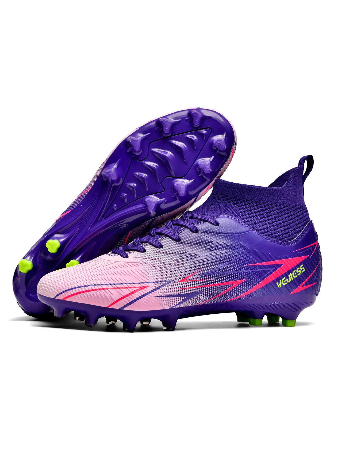 Men's Professional Soccer Shoes, Long Studs, PU Leather, Sporty Style, All Seasons, 4 Colors, Sizes 35-45, Unisex Football Boots