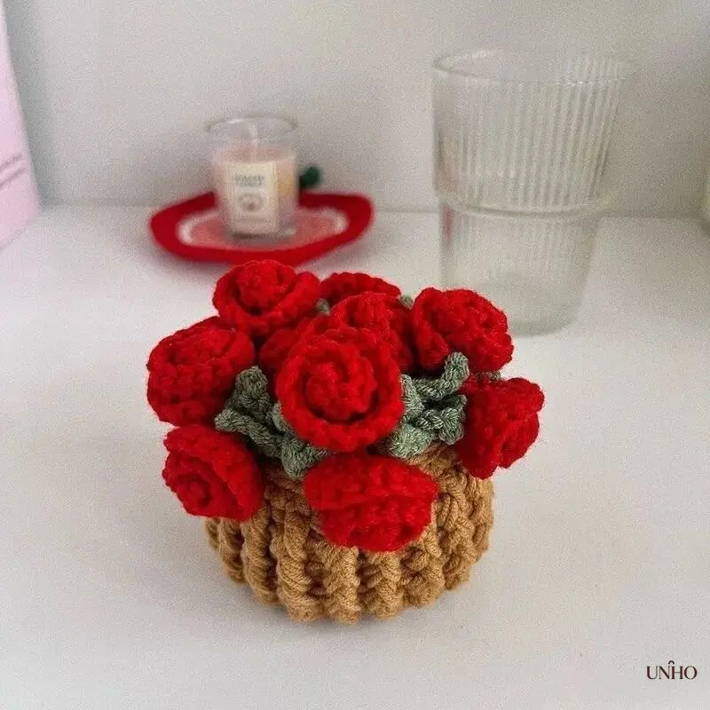 Handmade Crochet Flower Bouquet Coaster Set, 2026 Yarn Knitted Cup Mats, Creative Craft Table Decor, Ideal Mom Birthday Gift With Unique Crochet Design