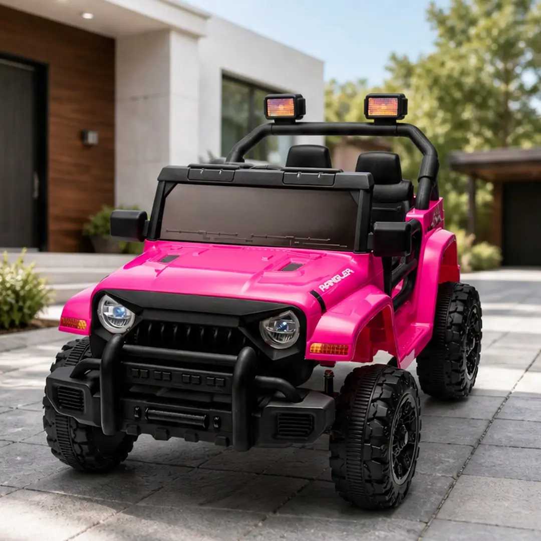 ARCH 12V Kids Ride On Electric Car with Parent Remote Control, Dual Drive, Four-Wheel Suspension, Pink Polypropylene Toddler Toy Vehicle with Music, Bluetooth, MP3, USB, LED Headlights, Slow Start for Ages 2-4, Indoor Outdoor Play