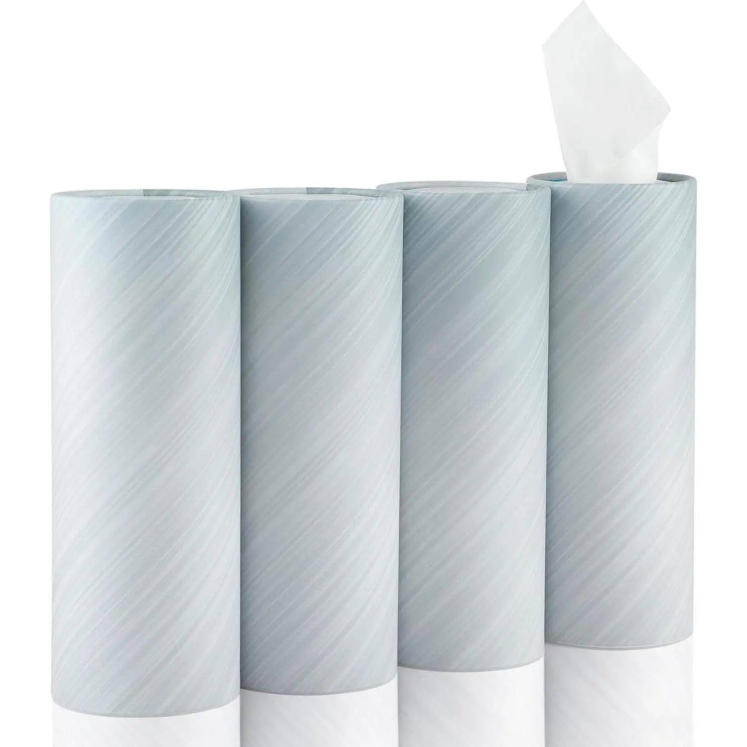 Tissue Holder, 4 Pack  Cup Holder Facial Tissues with Travel Tissue Bag, Quick and Convenient Flower Combination Box(4 Canisters/200 Tissues) Silvery