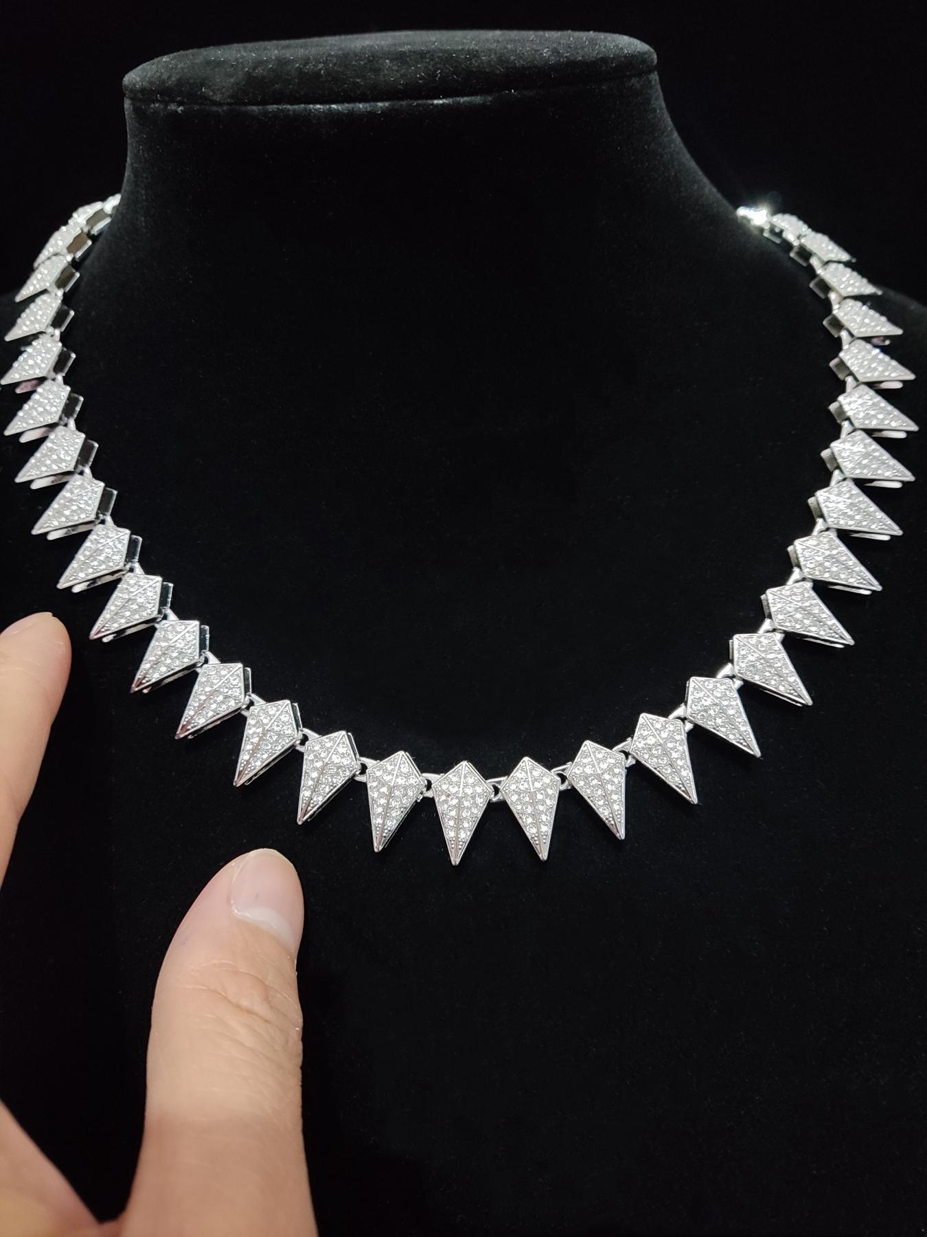 Rhinestone Decorated Rivet Shaped Chain Necklace, Fashion Zinc Alloy Exquisite Chain Jewelry for Women and Men, Casual All-match Accessories for Party, Daily Clothing Decoration, without Box