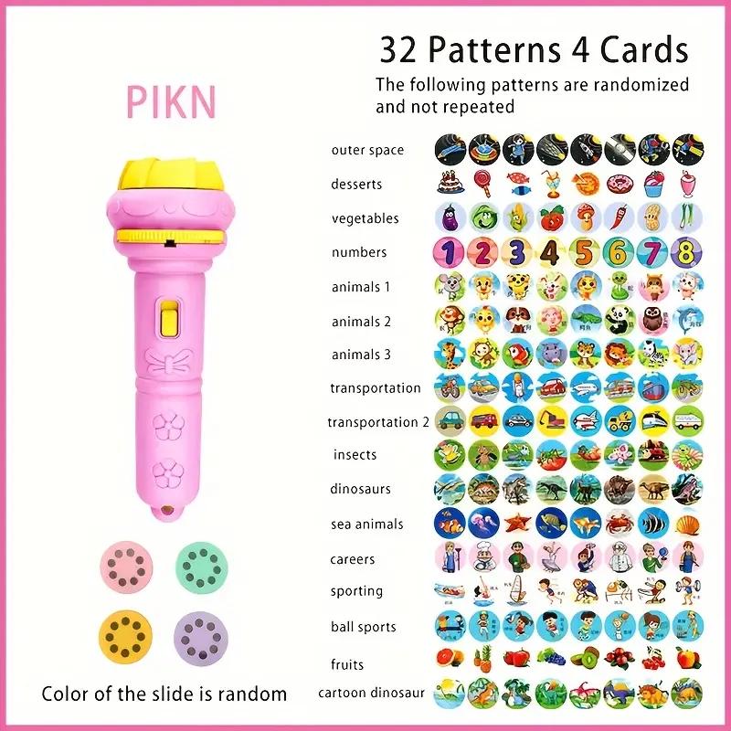 32-Pattern Projection Flashlight, Bedtime Educational Toy, Visual Learning Tools, Learning Machine, and Portable Storytelling Light, Multi-Pattern Animals Projector for Toddlers, Ideal Holiday and Back-to-School Gift