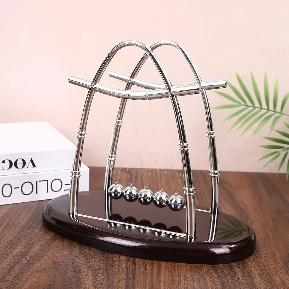 Newton's Cradle Metal Ball Desk Ornament, Physics Science Educational Toy, Office Stress Relief Decorative Gift, Desktop Decoration