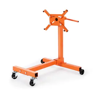 Engine Stand 750 lbs (3/8 Ton) with 360° Rotating Head – Rotating Motor Hoist Dolly with Folding Steel Frame, 4 Adjustable Arms, 4-Caster Base – Engine Cradle & Vehicle Maintenance – Orange | 750 lbs ﻿