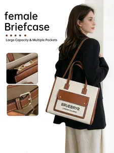 Women's Fashion Business Laptop Bag, Large Capacity Plain Pattern Sports Bag, Casual All-Season Handbag for Work and Files