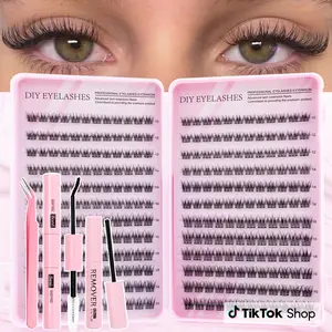 Natural Look Single Cluster False Lashes, D Curl Volume DIY Extension, Mixed Length, Non-Toxic, Dense Style, Enhances Fit and Density