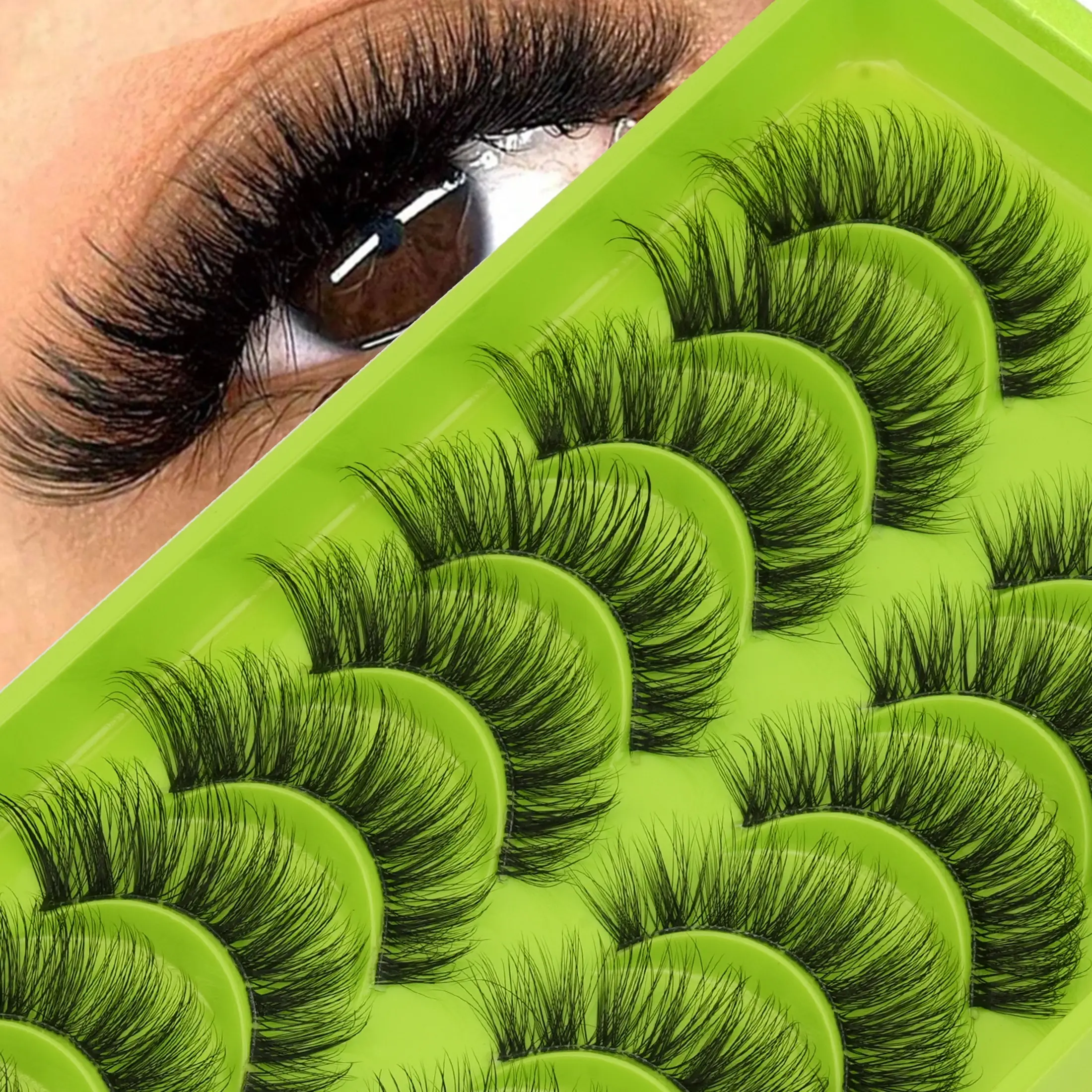 10 Pairs Soft False Eyelashes with Transparent Base Design for Natural Fit, Enhance Hybrid Eye Makeup, Reusable for Daily, Party, Travel