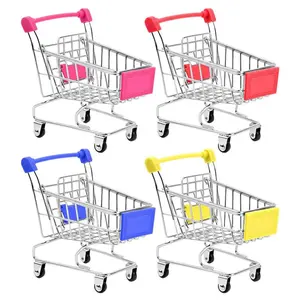 Mini Supermarket Shopping Cart Desktop Model Children's Toy Home Decoration Miniature Model