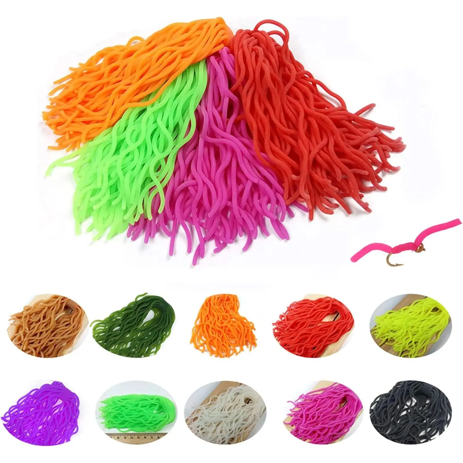 Color Combo Set  Squirmy Wormy Fly Tying Materials for San Juan Fly Flies Soft Lure Ultra Stretchy Fishing Worm  Trout Floating