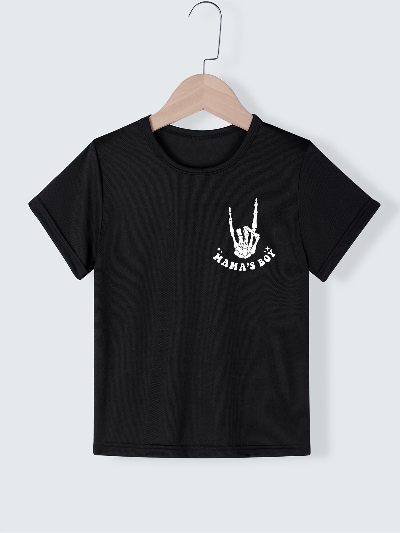 Summer Fashion Boys' Short-Sleeve T-Shirt with Skull Element "GOT A PROBLEM? CALL MY MAMA" Letter Print Double-Sided Casual Top NYDX4412