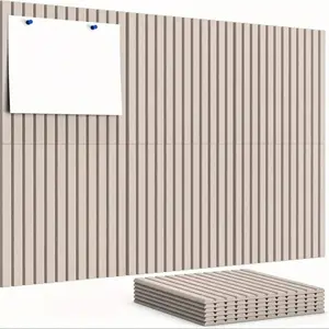 6pcs Camel Color Striped Felt Bulletin Board, Home Office Wall Display Plan Board, Square Pinboard for Office, Family, School