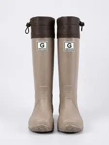 Unisex Knee High Rain Boots, Waterproof Tall Rubber Wellies with Adjustable Drawstring Top, Non-Slip Anti-Slip Sole, Durable Outdoor Rain Shoes for Gardening, Hiking, Commuting & Daily Wear