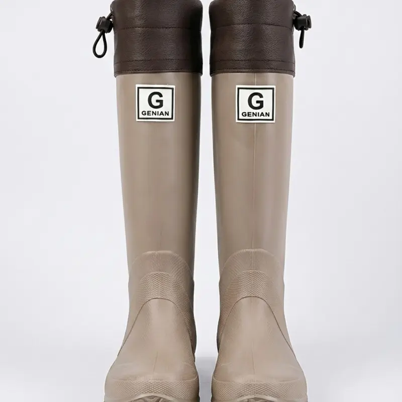 Unisex Knee High Rain Boots, Waterproof Tall Rubber Wellies with Adjustable Drawstring Top, Non-Slip Anti-Slip Sole, Durable Outdoor Rain Shoes for Gardening, Hiking, Commuting & Daily Wear, Waterproof Outdoor Footwear