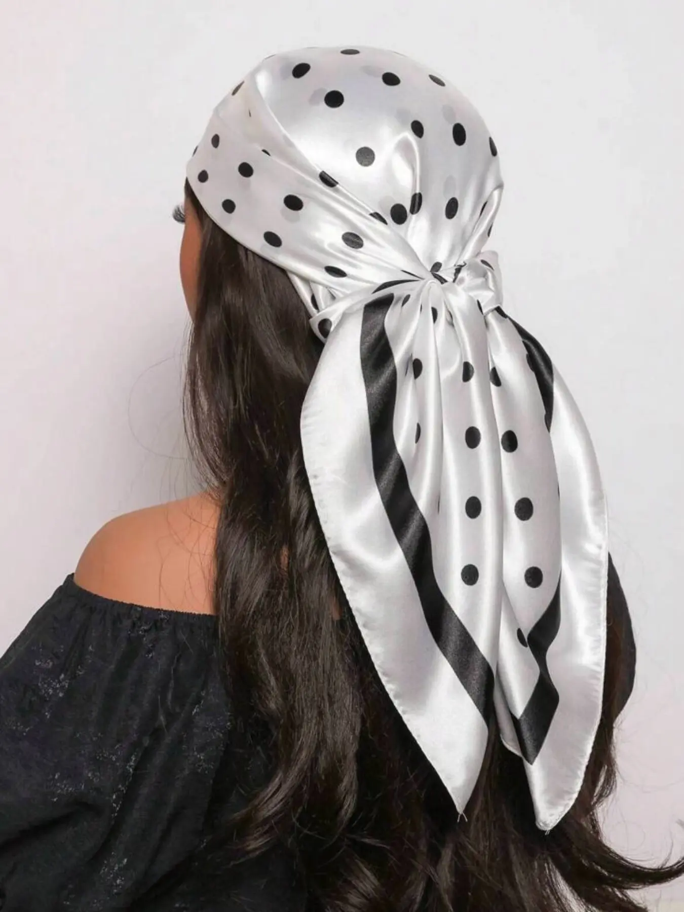 Women's Large Satin Scarf 90cm, New Fashion Simple Polka Dot Shawl Wrap, Stylish Accessory Headscarf Decoration, Scarf For Hair, Summer Scarf