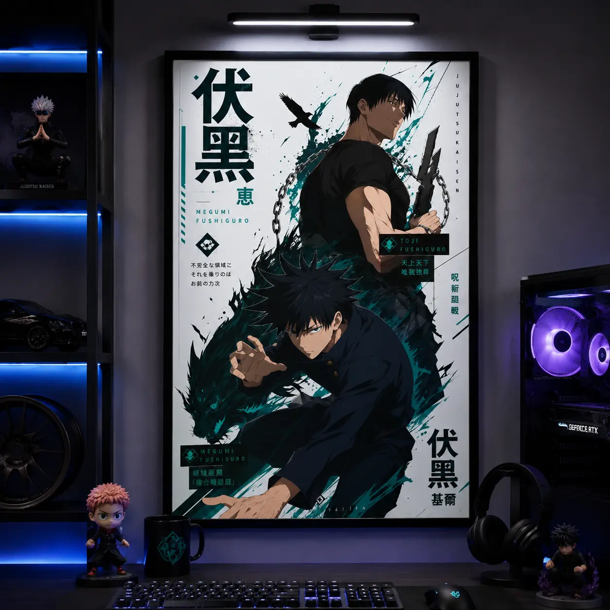 Jujutsu Kaisen Megumi Fushiguro Canvas Wall Art Poster Toji Fushiguro Anime Manga Decor HD Print Japanese Anime Bedroom Living Room Gaming Room Man Cave Wall Decoration Gift for Anime Fans