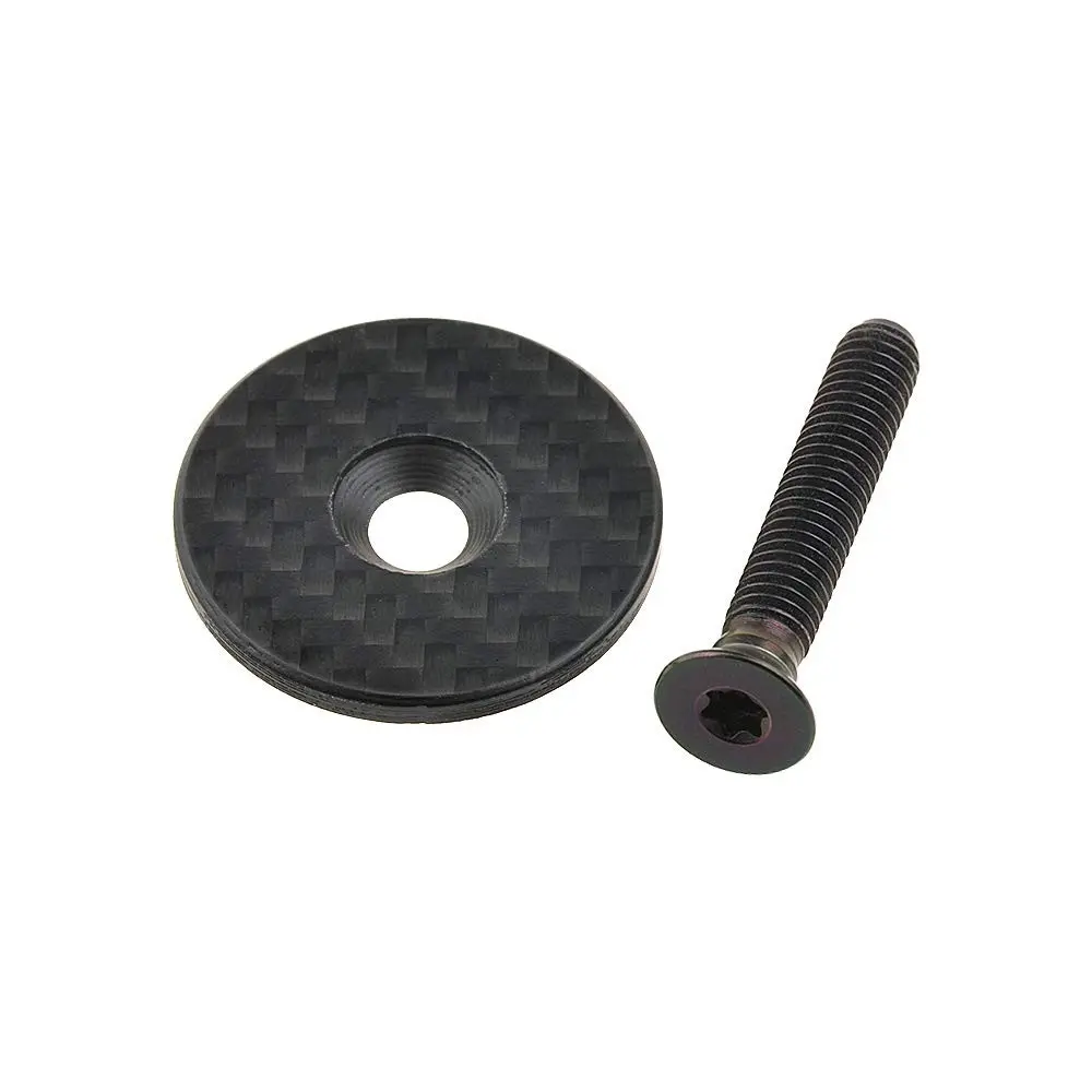 Full Carbon Fiber Headset Top Cap with Titanium Bolt M6 x 35mm for 1-1/8" MTB Road Bike Stem Matte Black