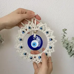 [Handcrafted Evil Eye Decor] Unique Handcrafted Circle Wall Decor with Evil Eye | Large Blue Eye Ornaments, Perfect for Home Wall Hanging, Brings Safety and Protection, Completely Handmade and Distinctive Gift for Housewarming or Special Occasions