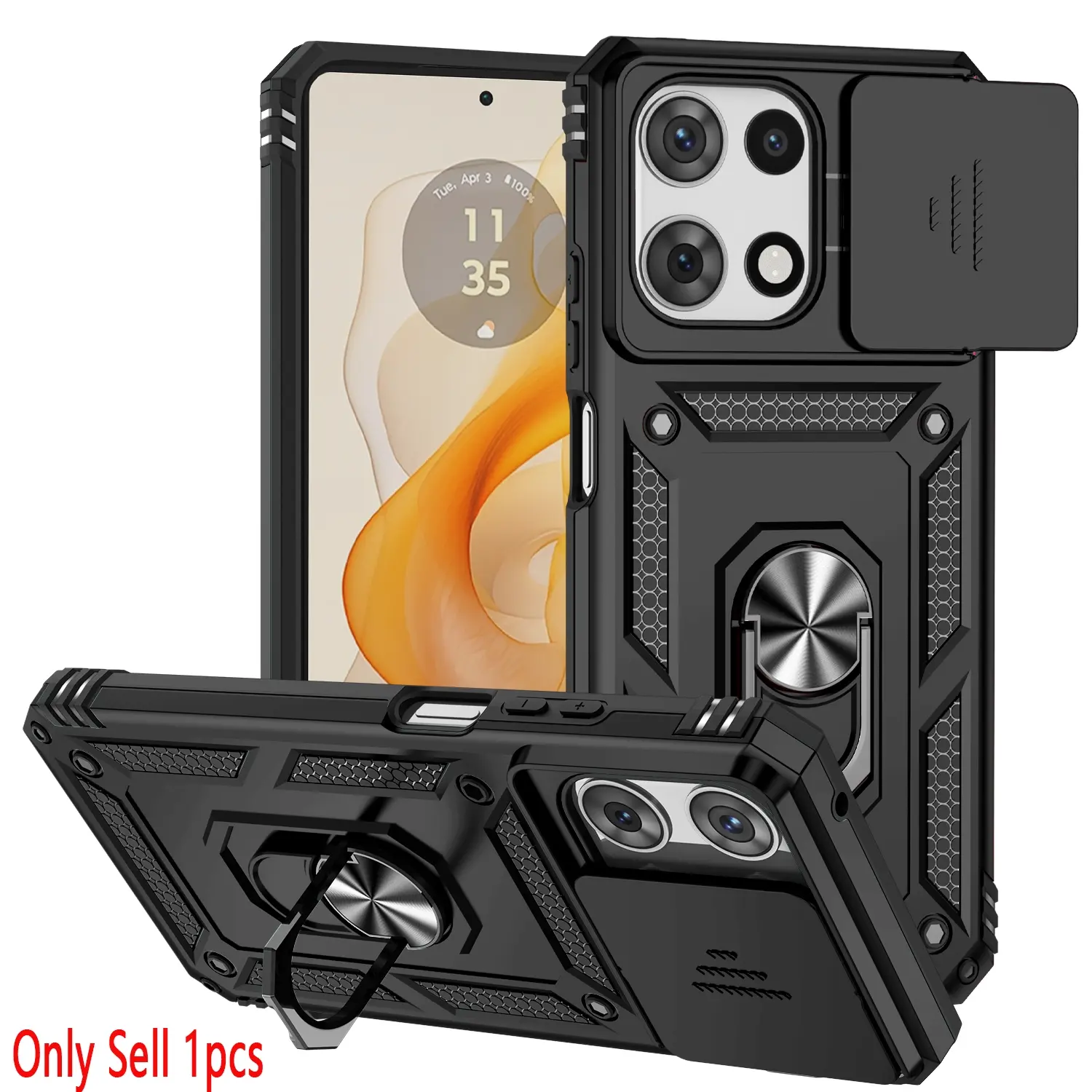 Case for Moto G 5g 2025 Smartphone with Removable Lens Cover, 360° Adjustable Stand, Military Grade Shockproof Dust-Resistant, Durable Protective for Moto G 5g 2025 Casing