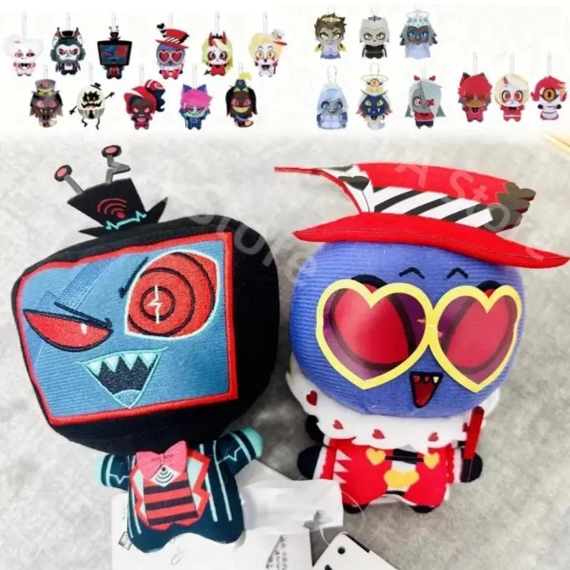 10cm Anime Hazbin Hotel Walkers Vox Plush Pendant Niffty Alastor Lucifer Husk Sir Pentious 3V Hazbin Evil Boss Pendant Doll Toy