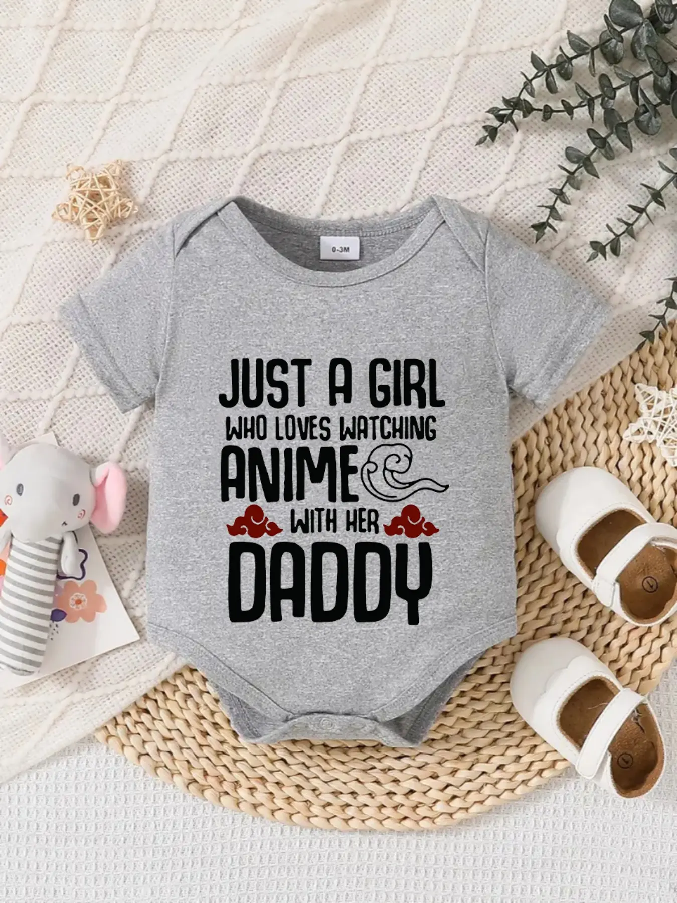 Newborn Summer Short Sleeve Jumpsuit, Unisex Baby Clothes, Cute Anime Letter Print, Natural Waist, H-Type Silhouette, Infant Burp Suit