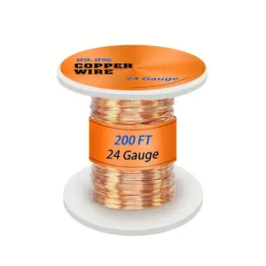 24 Gauge Copper Wire, 99.9% Pure Copper Wire for Jewelry Making, 200 Ft/ 61M Bare Copper Beading Craft Wire