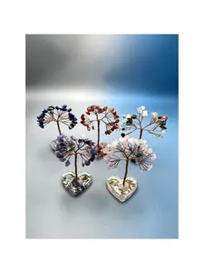 1 piece natural crystal money tree heart resin inlaid crushed stone base wealth-attracting decoration home decor ornament