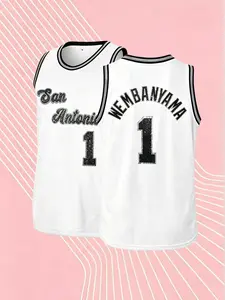 2026 Hot Sale San Antonio #1 Basketball Jersey Men Women Bling Holographic Glitter Vintage Casual Sports Shirt Streetwear
