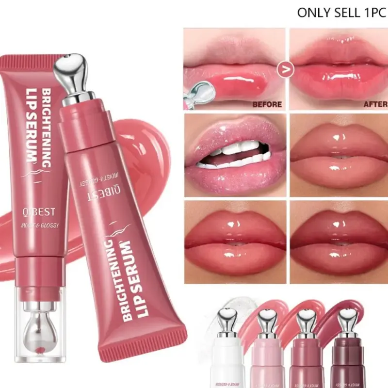 Tinted Lip Milk Serum & Glossy Plumping Lip Gloss Balm, Brightening Hydrating Radiant Lip Tint with Vitamin E, Moisturizing Massage Applicator