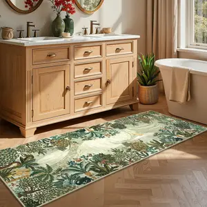 2*6ft/4*6ft/6*9ft/8*10ft  Jungle Washable Runner Rug - Soft Non-Slip Animal Print Hallway Runner for Kitchen, Entryway, Laundry, Bedroom & Bathroom, Green, Stain Resistant