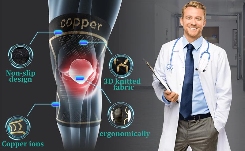 UGEM Copper Knee Braces for Women and Men 2 Pack Knee Compression Sleeve for Pain Relief Arthritis ACL Meniscus Tear Joint Support for Running Working Out Fitness Weightlifting M