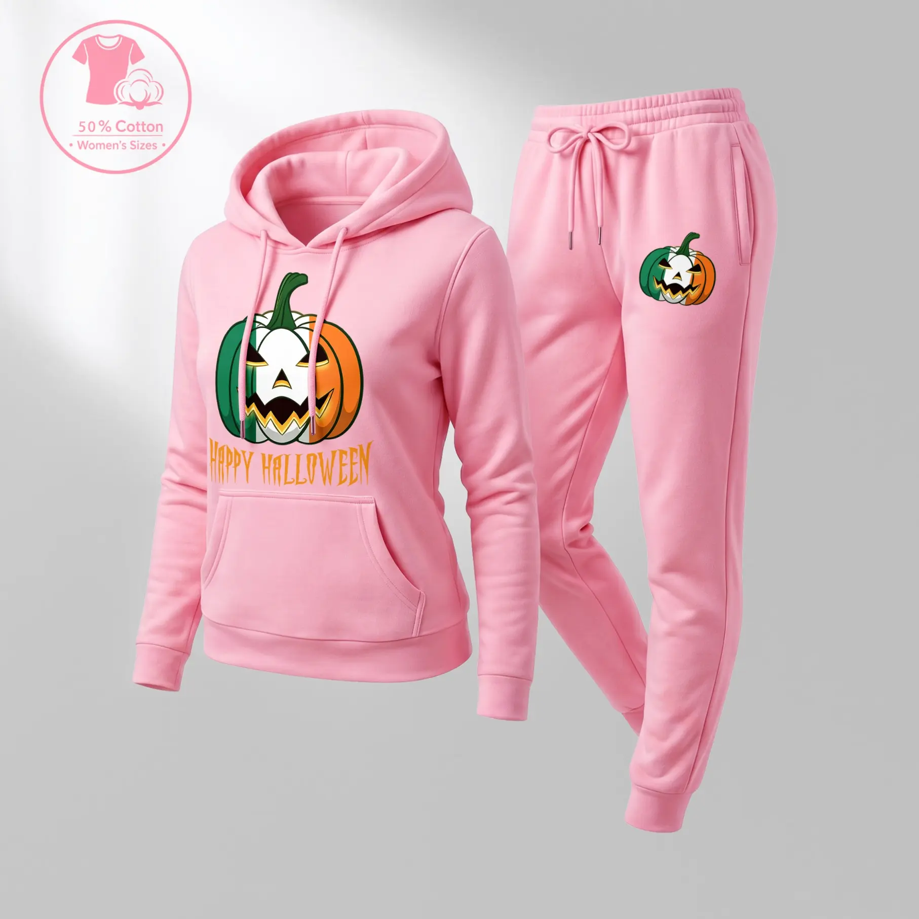 Women’s Halloween Hoodie and Sweatpants Set, Pumpkin Graphic Pullover Sweatshirt with Jogger Pants, Cute Holiday Matching Tracksuit Outfit, Cozy Casual Lounge Wear for Fall, Parties and Daily Wear