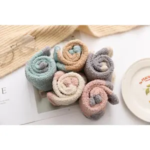 5 Pairs of Winter Thick Warm Socks Fluffy Warm Winter Christmas Gift Soft Floor Home Candy Color Coral Velvet Socks
