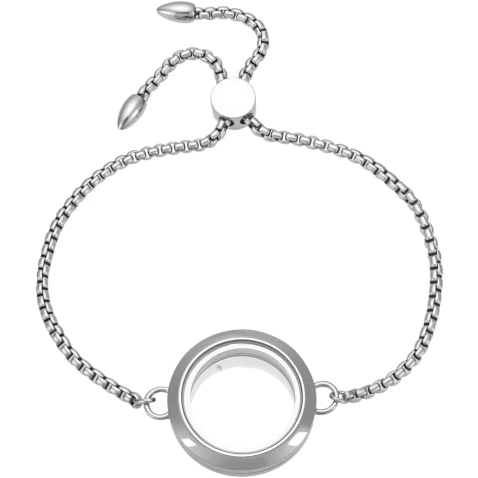 Floating Locket Bracelet Stainless Steel Memory Locket Bracelet Picture Memory Charms Memorial  for Women Men Photo Frame Pendant Ashes Hair