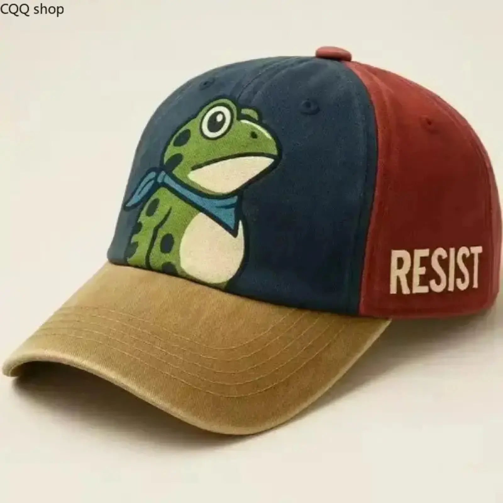 Vintage Frog Print Male Cap for Men - Unstructured Washed Cotton Baseball Cap with Soft Top, Distressed Look for Sports & Outdoor Camping Hiking