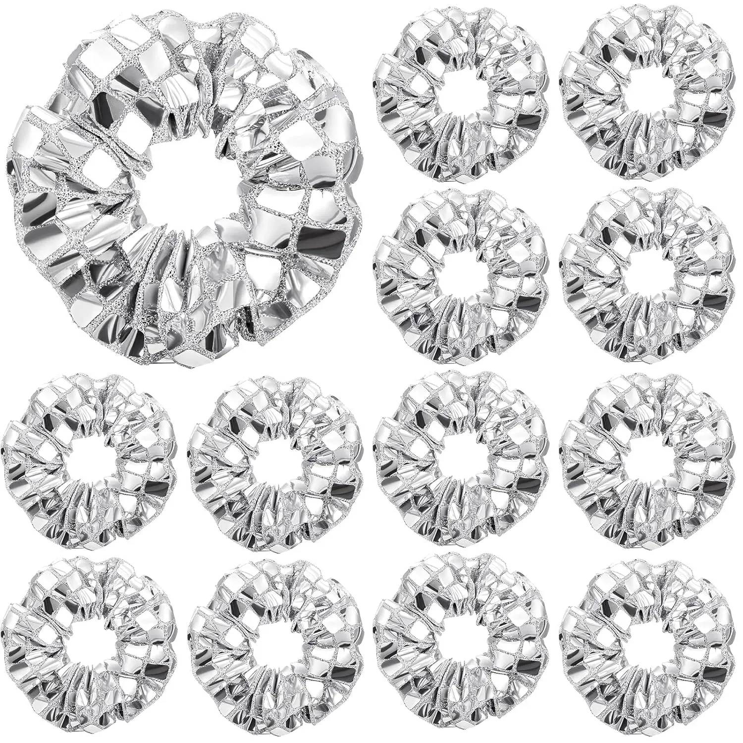 12 Pack Disco Ball Party Favors Sequin Bulk Hair Scrunchies  Shiny Glitter Sparkle Disco Metallic Accessories for 80s 90s  Birthday  Bridal Shower Bachelorette ()