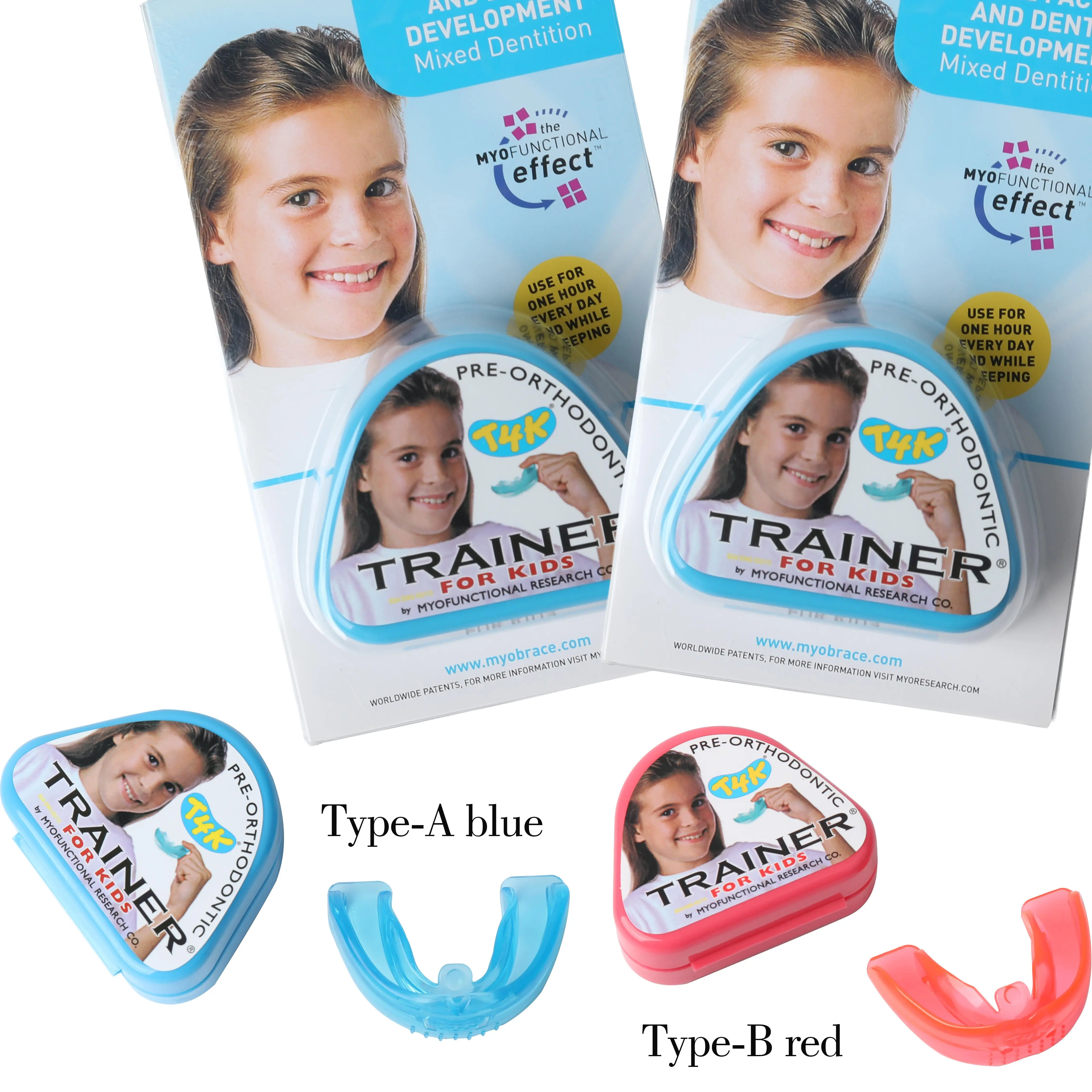 T4K Pre-Orthodontic Myofunctional Training Device For Mixed Dentition Kids Soft Medical Silicone Oral Habit Trainer With Storage Case, Licensed Pediatric Dentist Guidance Required