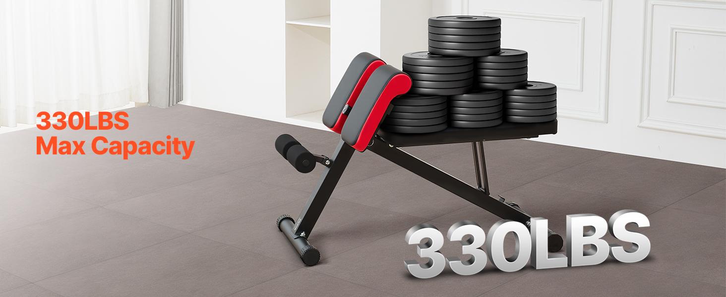 VEVOR Multi-Functional Weight Bench for Full Body Workout, Roman Chair Hyperextension Bench, 330 lbs Adjustable & Foldable Equipment for Back Arm Core Ab Workout, Sit Up Exercise Machine for Home Gym
