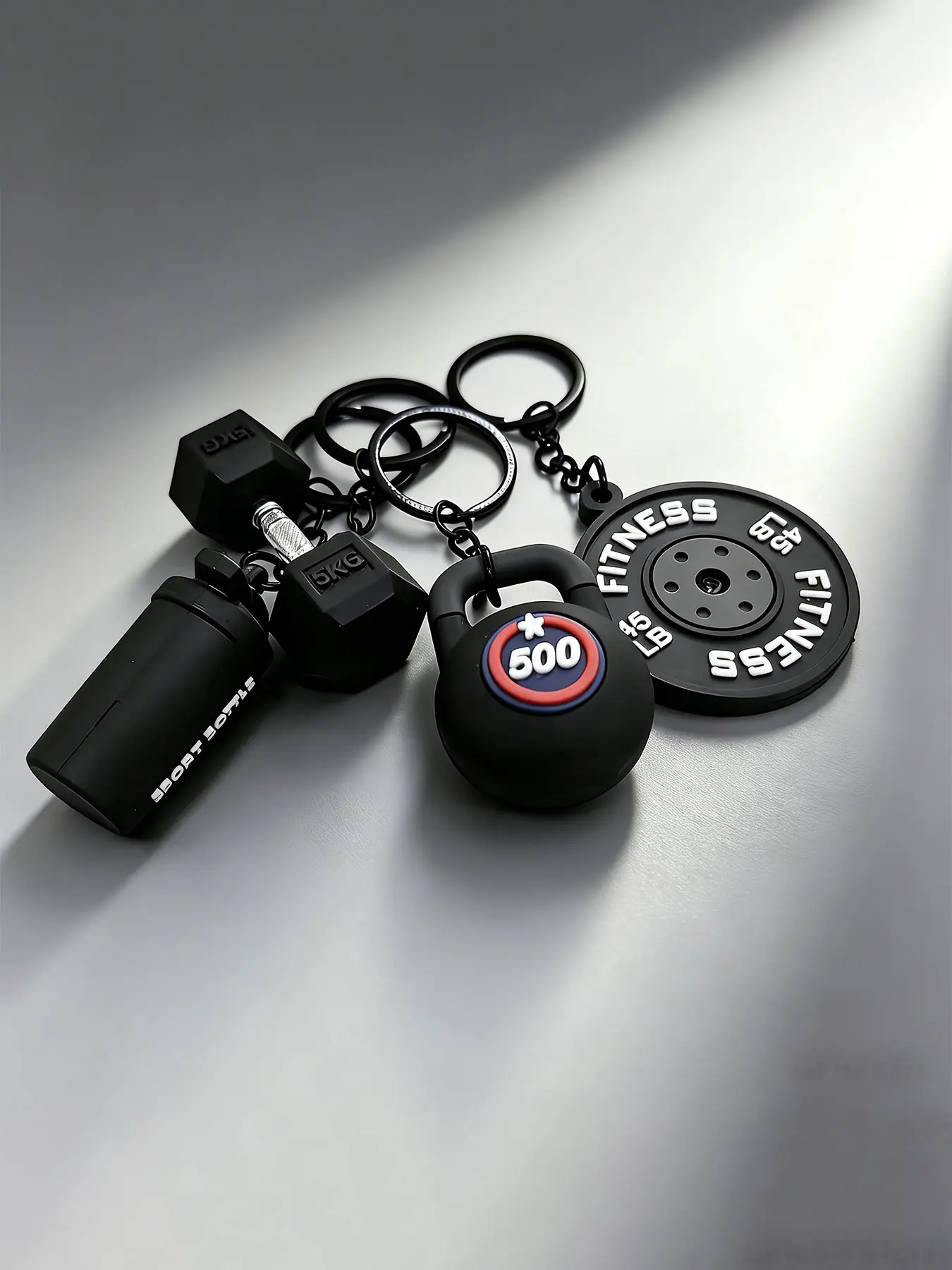 4pcs/Set Fitness Keychain, Keychain Charms, Keychain For Bags, Sporty Barbell and Dumbbell Keychains Mini Kettlebell Weight Plate Sport Bottle Charm Gym Key Ring Gym Keychain Bag Charm for Men Women Backpack Keyring Car Key Pendant for Fitness Enthusiasts